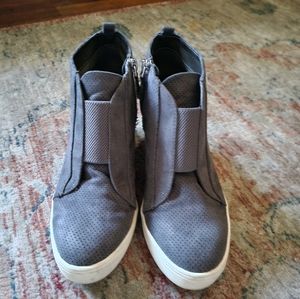 MIA Gray Suede Wedge Shoe